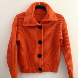 Vibrant Orange Knit Cardigan